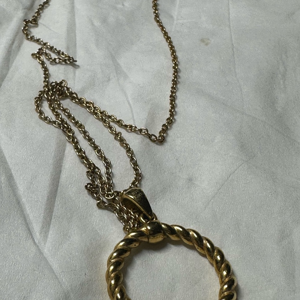 Gold Twisted Pendant Necklace - Picture 10 of 14